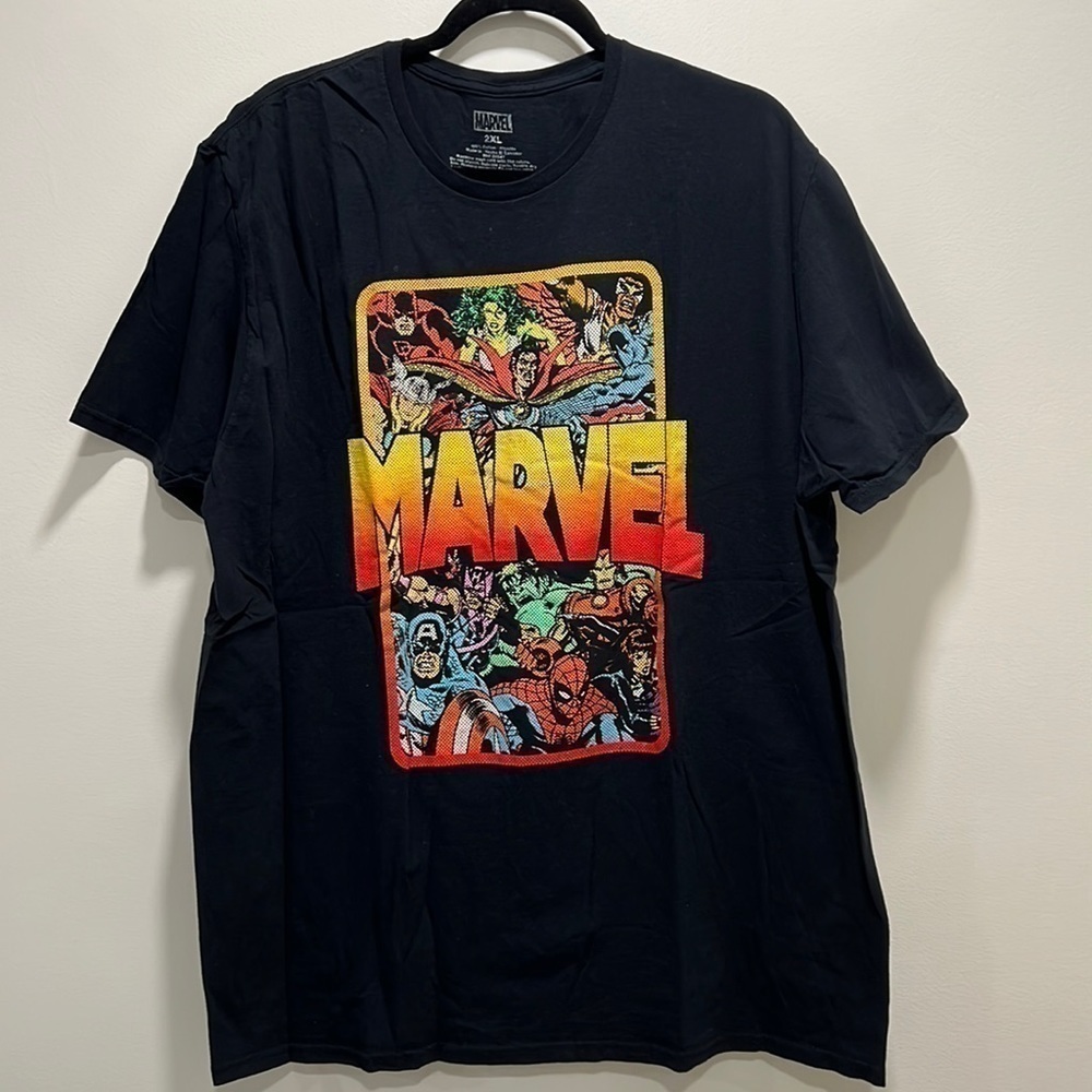 MARVEL Short Sleeve Black T Shirt Size 2XL